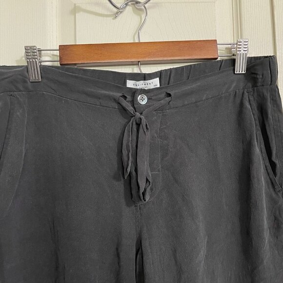 Equipment Femme Womens Gray 100% Silk Landon Drawstring Cropped Pants Medium - Picture 5 of 10